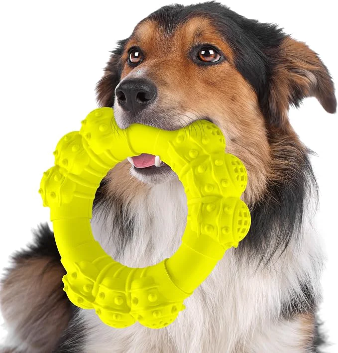 Secure Indestructible Dog Chew Ring Toys Flexible
