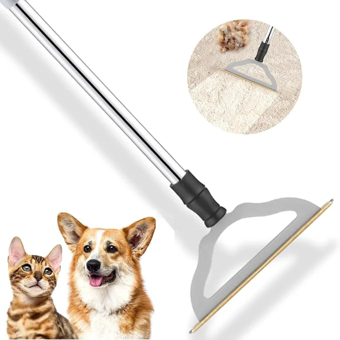 Authentic Pet Hair Remover for Carpets Adjustable Long Handle Carpet Rake for Dog Cat Healthy