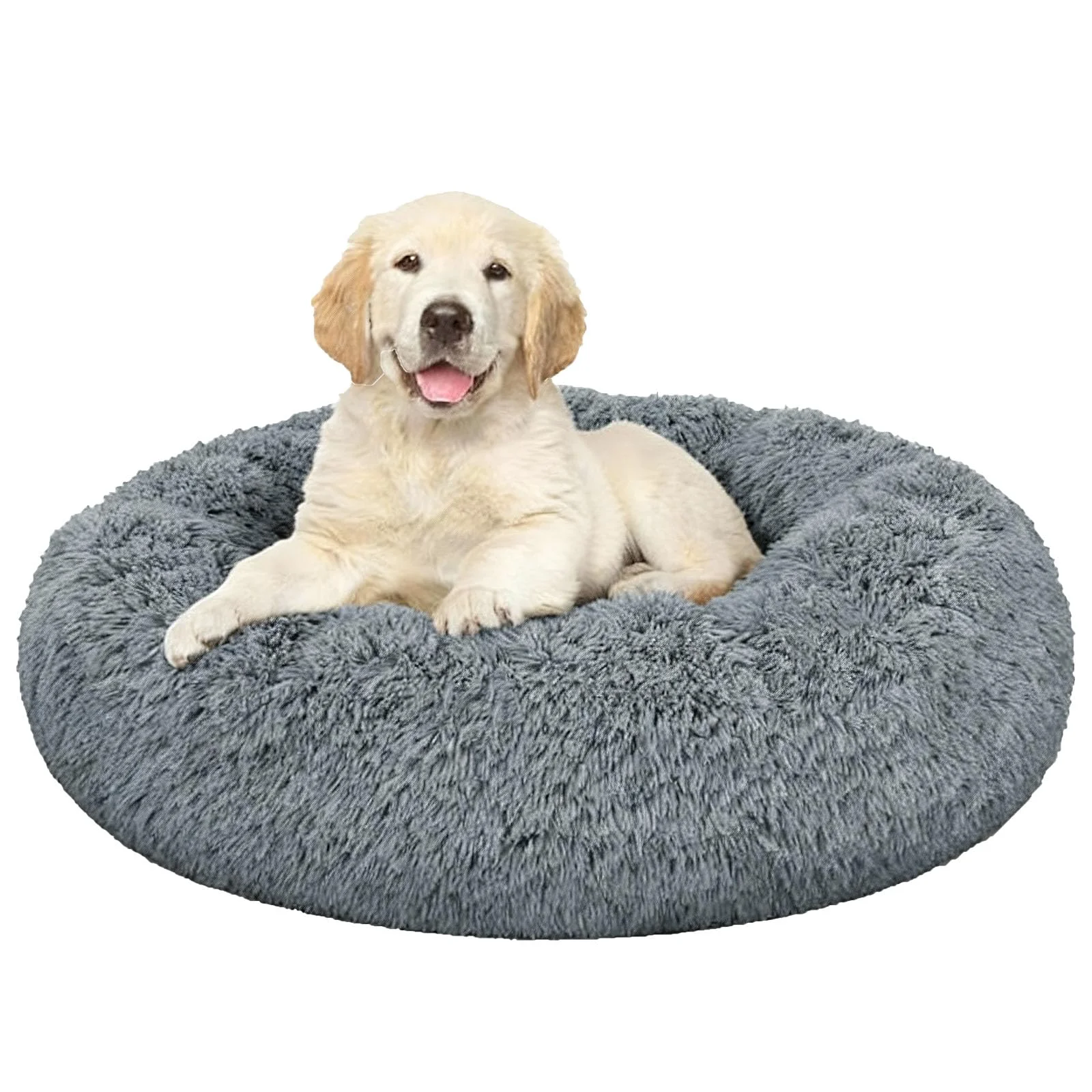 Easy-to-Use MFOX Calming Dog Bed S M L XL – Plush Faux Fur Donut Cuddler for Medium to Large Dogs Healthy