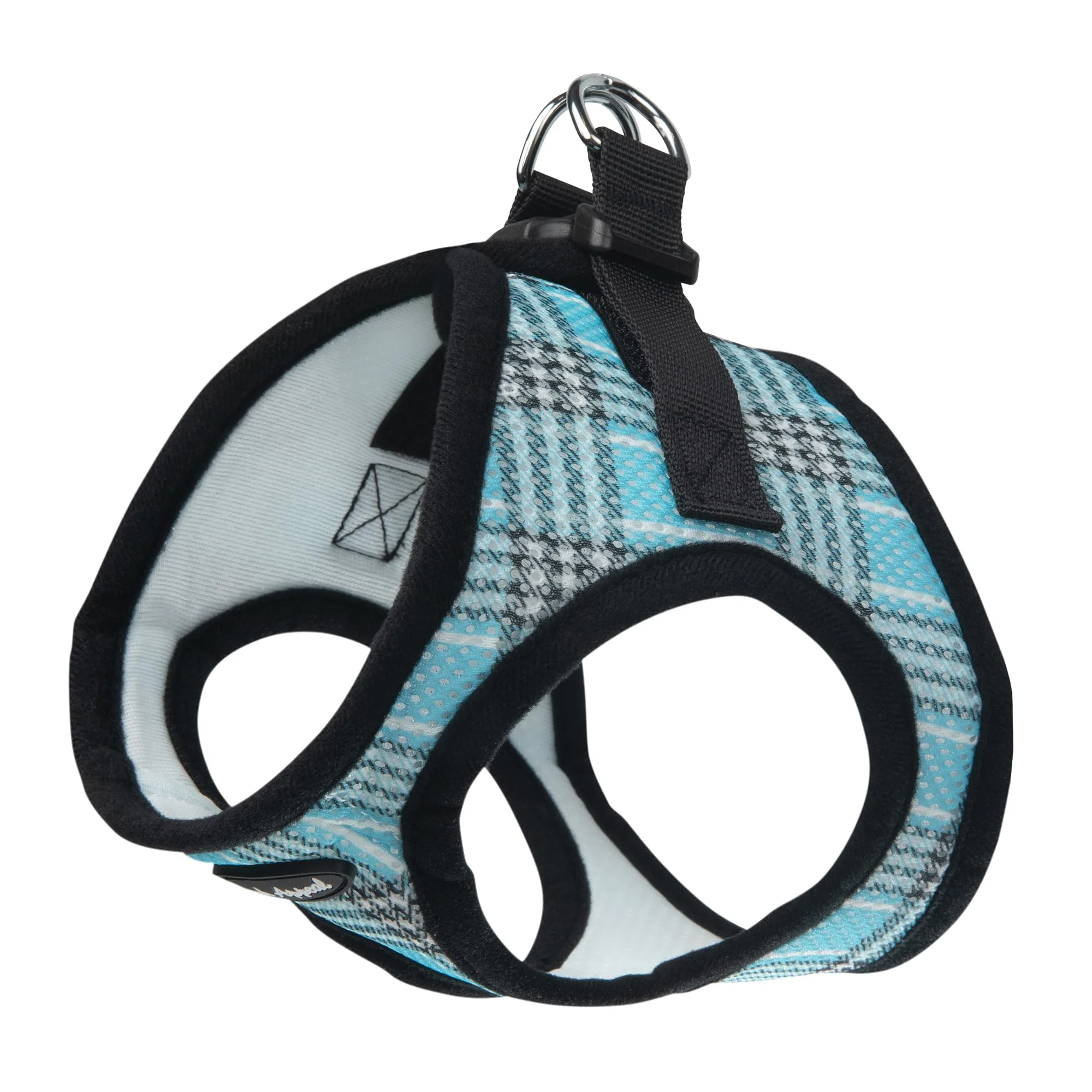Convenient Bark Appeal Blue Plaid Step-in Dog Harness – Soft Mesh Anti-Choke Adjustable Size M Relaxed
