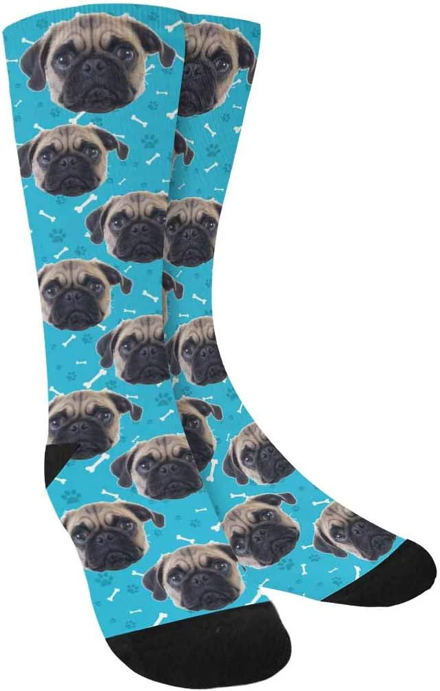 Unique Custom Face Socks Personalized Dog Lover Pet Photo Picture on Socks Unisex Solid