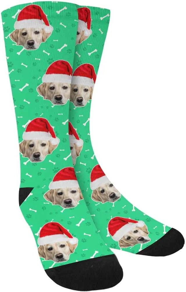 Natural Custom Face Socks Personalized Dog Lover Pet Photo Picture on Socks Unisex Elegant