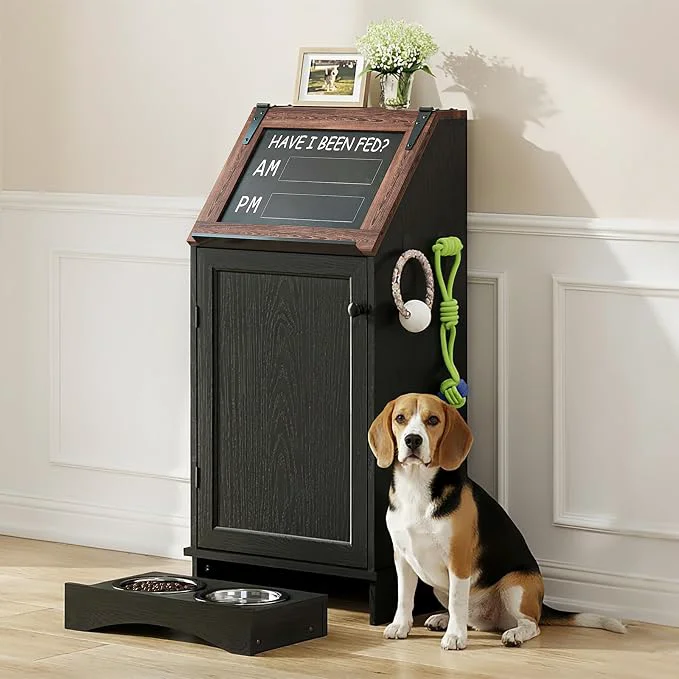 Functional Flip-Top Dog Feeding Station Dog Food Cabinet Eco-Friendly