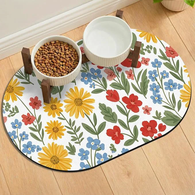 High-Grade Absorbent Cat Mats for Food and Water 24''x16'' Non-Slip Rubber Mat for Cats Certified