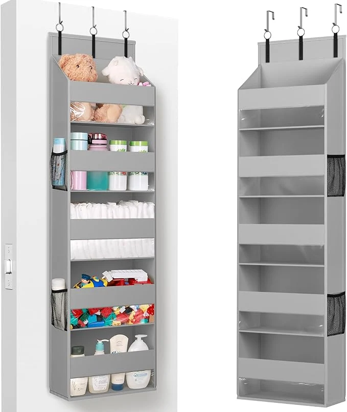 Outstanding Lifewit 1 Pack Over the Door Organizer Clear Window Hanging Storage with 4 Side Pockets Anti Tilt 40 lbs Load Behind Door for Pantry Nursery Bathroom Bedroom Dorm 5 Section Light GrayAbout ThisOverview Versatile