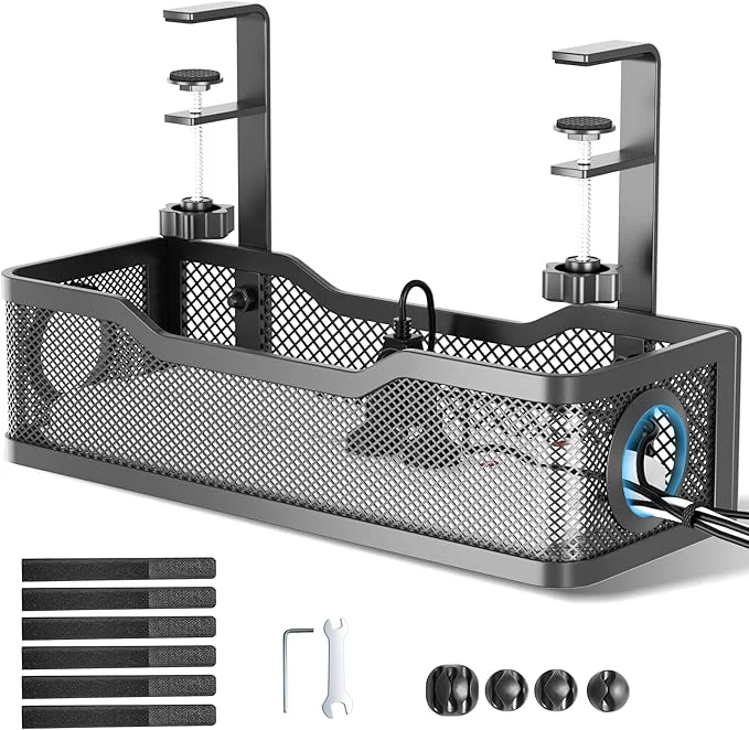 Lightweight Cable Management Under Desk Tray No Drill Cable Management Box With Clamp for Wire Organization Cord Organizer for Office Home - No Damage to Desk Black About ThisOverview Specialty