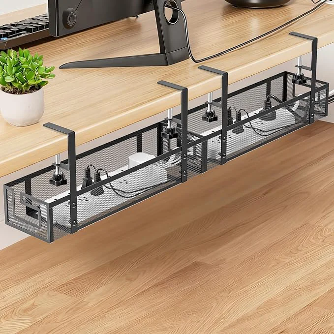 Recyclable Under Desk Cable Management Tray GZOKMOG No Drill Cable Management Under Desk Heavy Duty Metal Cord Organizer Home Office Wire Management for Gaming Standing Desk 2 Pack Black 15.75 inchAbout ThisOverview Trendy
