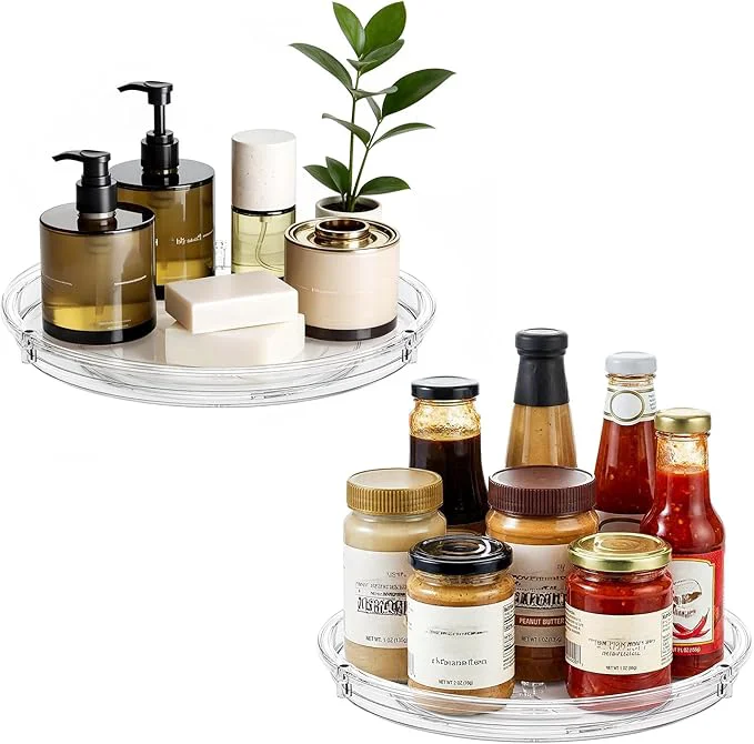 Trusted LAMU 2 Pack Lazy Susan Organizer 9'' Clear Lazy Susan Turntable for Cabinet Fridge Kitchen Pantry Countertop Table Top Refrigerator Organizers and Storage Seasoning and Spice OrganizerAbout ThisOverview High-Quality