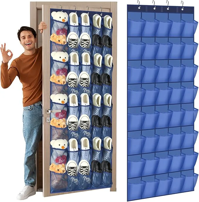 Trendy Windyun 40 Large Over the Door Hanging Shoe Organizer Navy Blue Mesh Pockets Shoe Rack for Closet Behind Door Hanger Storage Holder Nonslip for Cruise Essentials Dorm Room Storage Utility RoomAbout ThisOverview Unique