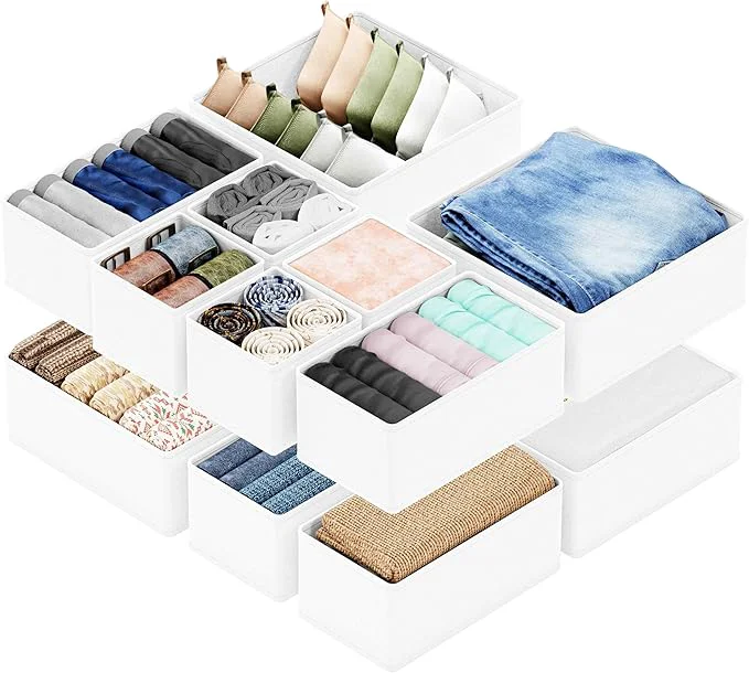 Comfortable SpaceAid Drawer Organizer Clothes 12 Pack Dresser Organizer Bins for Nursery Closet Organization and Storage Dividers for Clothing Baby Clothes Underwears Socks White About ThisOverview Reusable
