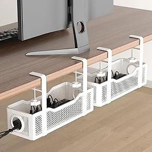 Stylish 2 Pack Cable Management Under Desk Tray No Drill Cable Management Box with Clamp for Wire Organization Cord Organizer for Office Home - No Damage to Desk White About ThisOverview Comfortable