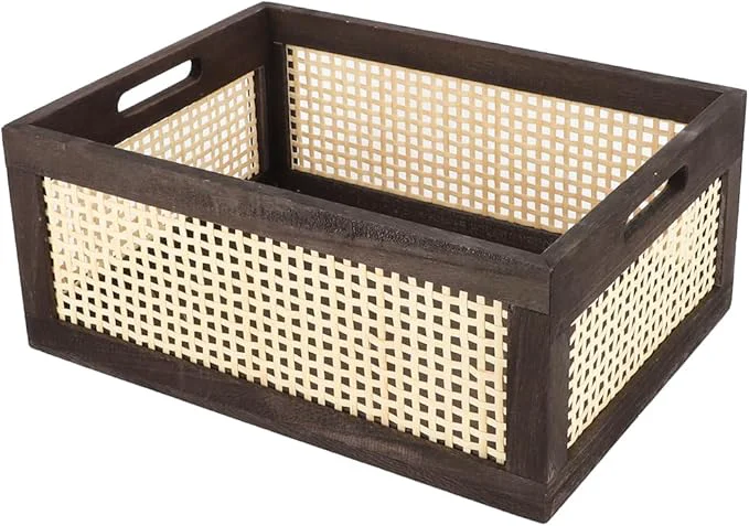 Next-Generation Bamboo Storage Basket Wicker Storage Basket for Organizing Wood Crate. Brown-Large About ThisOverview Optimized