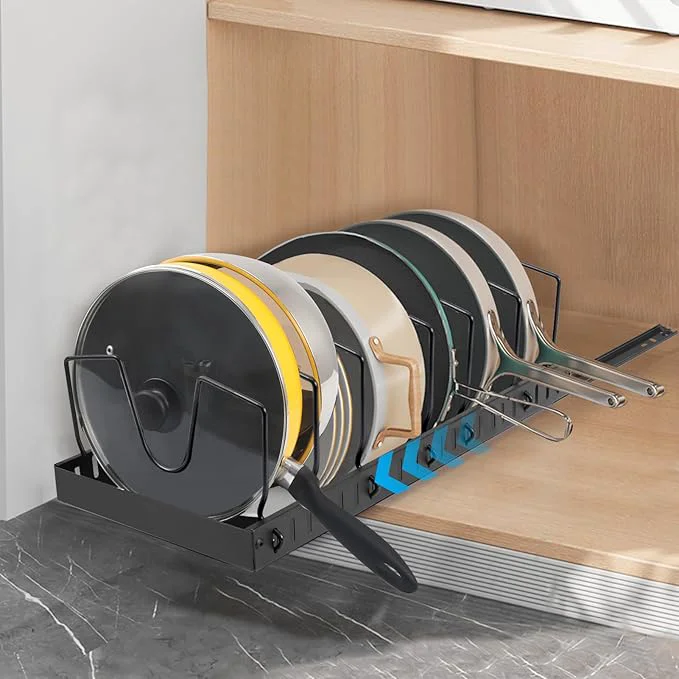 Prestigious XIAPIA Pull Out Pots and Pans Organizer Under Kitchen Cabinet Pot Lid Organizers Slide Out Cookware Storage Rack with 8 Adjustable Dividers Pull Out Shelves for Dishware Seasoning Black 1 Pack About ThisOverview Modern