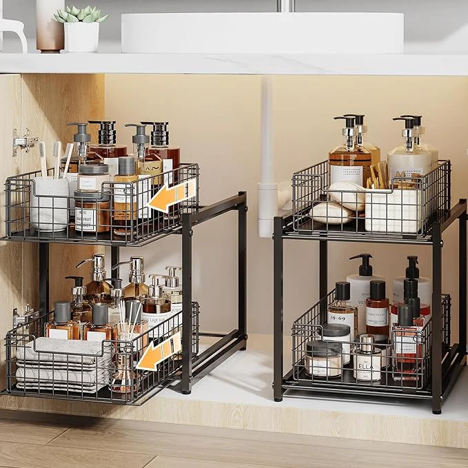 Detailed Under Sink Organizer 2-Tier Pull Out Cabinet Organizer Adjustable Height Bathroom Organizer and Storage Spice Rack for Kitchen Sliding Drawers Shelves 13.8×11×15.8 Inch 1 Pack About ThisOverview Elegant