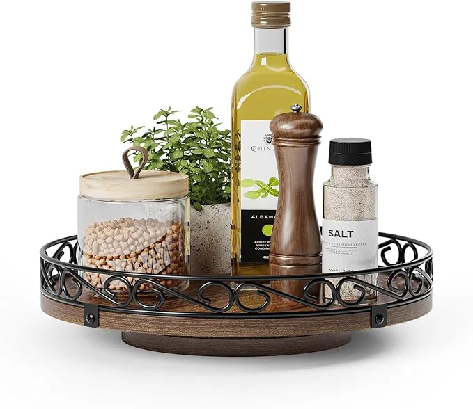 Consistent 10 Lazy Susan Turntable Organizer for Table Top Round Wooden Lazy Susan for Cabinet Farmhouse Decorative Tray for Coffee Table Kitchen Organizer Countertop Center Piece Decor Rustic BrownAbout ThisOverview Recyclable