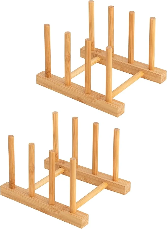 Fast HBlife 2pcs Bamboo Dish Plate Bowl Cup Book Pot Lid Cutting Board Drying Rack Stand Drainer Storage Holder Organizer Kitchen Cabinet（Keep Dry）About ThisOverview Eco-Friendly