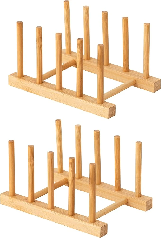 Powerful HBlife 2pcs Bamboo Dish Plate Bowl Cup Book Pot Lid Cutting Board Drying Rack Stand Drainer Storage Holder Organizer Kitchen Cabinet（Keep Dry）About ThisOverview Fine Crafted