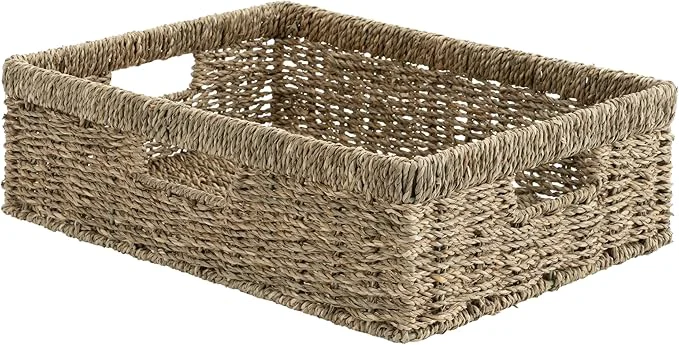 World-Class StorageWorks Pantry Baskets Wicker Storage Baskets for Organizing Bathroom Shelves Pantry Organizers and Storage Seagrass 15½ L x 11¾ W x 4 ¾ HAbout ThisOverview Prestigious