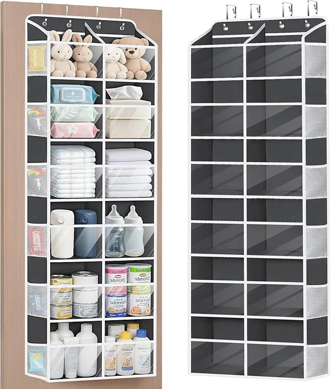 Detailed Univivi Over The Door Organizer 6 Tiers Behind Door Storage with Clear Deep Pockets Hanging Organizer for Closet Bedroom Nursery Bathroom and Sundries Dark Grey About ThisOverview Flexible