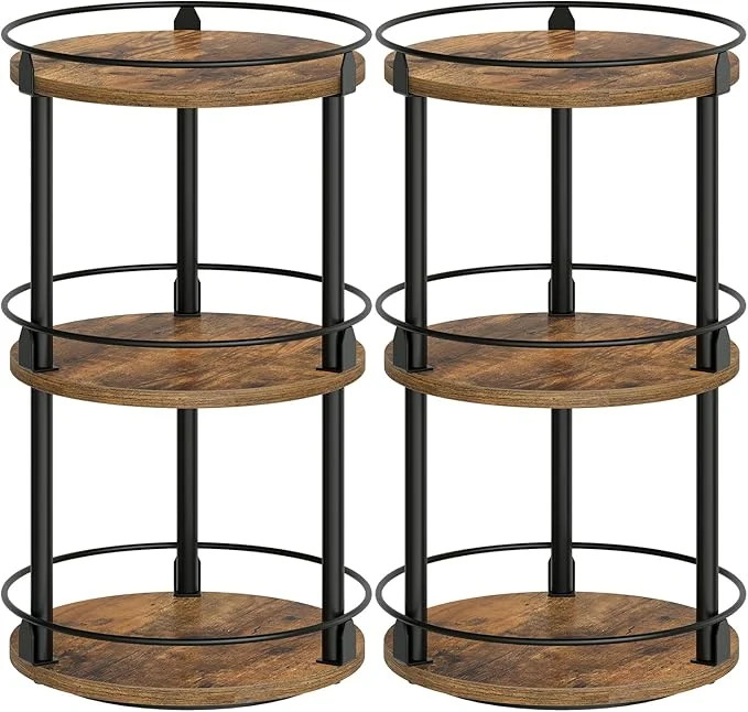 Next-Generation Spice Rack Set of 2 Lazy Susan Organizer 3-Tier Turntable Organizer For Cabinet Compact and Versatile for Kitchen Countertop Rustic Brown SR23L2BRAbout ThisOverview Carefully Designed