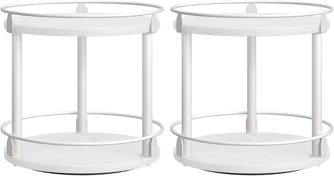 Modern Spice Rack Set of 2 Lazy Susan Organizer 2-Tier Turntable Organizer For Cabinet Compact and Versatile for Kitchen Countertop White SR22L2WWAbout ThisOverview Healthy