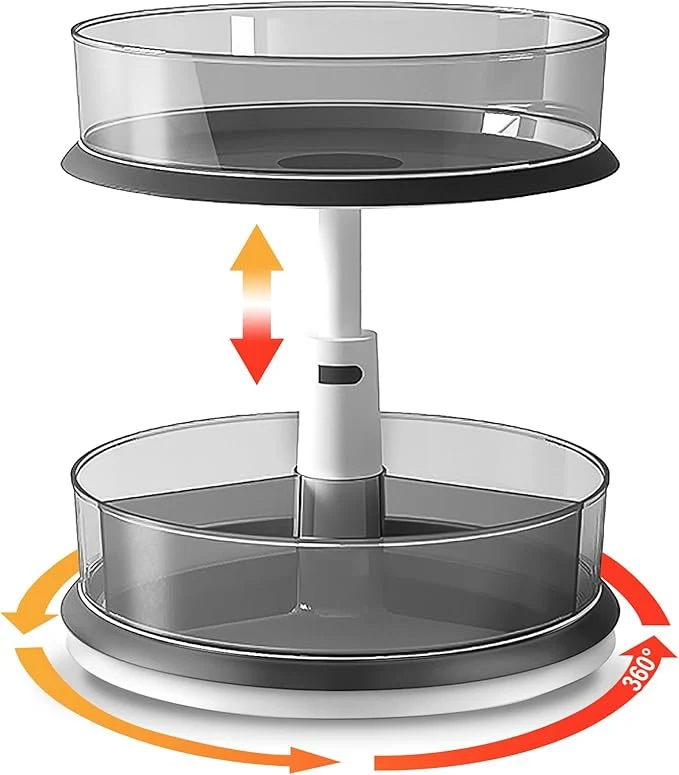 First-Class 2 Tier Lazy Susan Turntable Organizer for Medicine Cabinet Bottle Pantry Countertop with Clear Large Spice Rack 11 Inch GreyAbout ThisOverview Carefully Designed