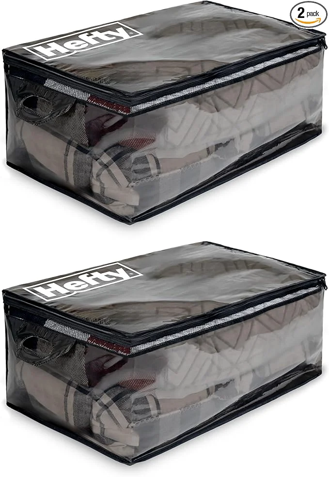 Refined Hefty Storage Bags Extra Large Double Zipper Backpack Heavy Duty Water Resistant Moving Totes with Shoulder Straps Foldable Reusable Packing Organizers 2 Pack X-Large Black About ThisOverview Dependable