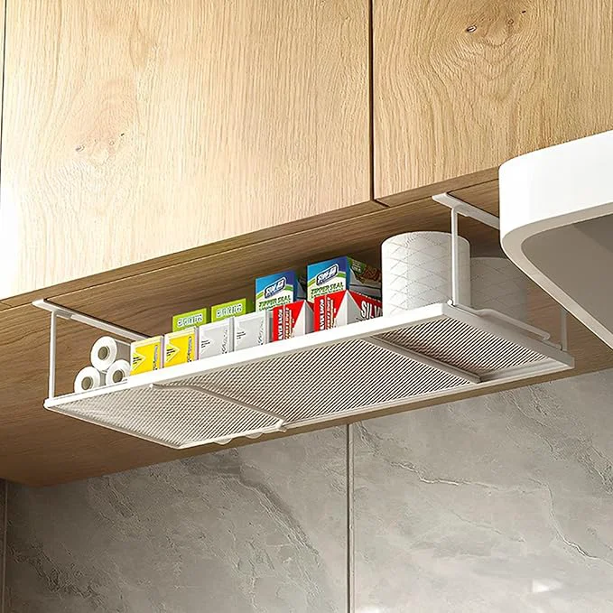 Original 1 Pack Expandable Under Cabinet Shelf Under Shelf Basket with 0.94 Inches Thick Clips for Kitchen Cupboard Metal Hanging Under Desk Basket for Laundry Room Cabinet Shoe RackAbout ThisOverview Smooth