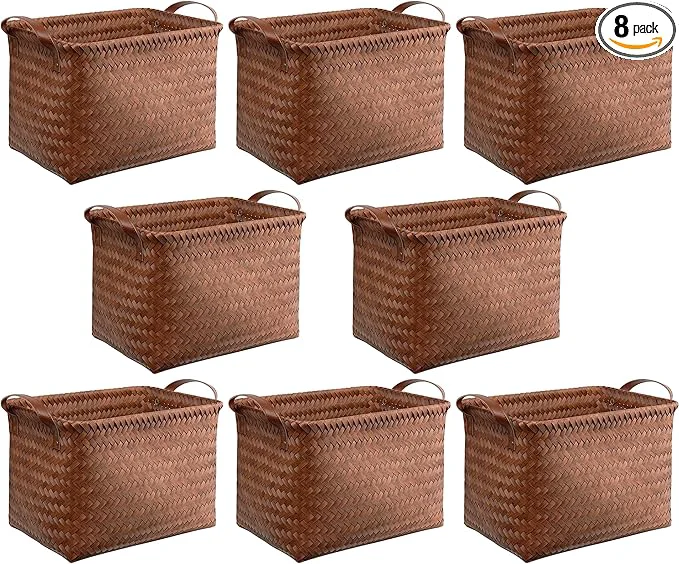 Soft BROWNLILY Handwoven Clothes Basket Laundry Hampers Large Wicker Storage Baskets for Shelves Blankets Closet Storage Bins Car Bedroom Bathroom Organizers and Storage Bath 8 Brown About ThisOverview Fine