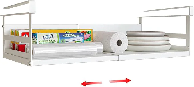 Verified Expandable Under Cabinet Shelf Organizer with 0.94-Inch Thick Clips Heavy Duty Extendable Under Shelf Storage Basket for Pantry or Laundry Room White 1 Pack Interior 4.13 H x 8.54 DAbout ThisOverview Breathable