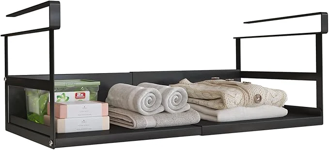High-Grade Expandable Under Cabinet Shelf Organizer with 1.25 Inches Thick Clips Heavy Duty Extendable Under Shelf Storage Basket for Pantry or Laundry Room Black 1 Pack Interior 5.7 H x 8.54 DAbout ThisOverview Powerful