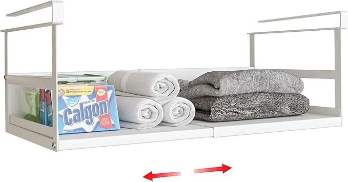 Crafted Expandable Under Cabinet Shelf Organizer with 0.94 Inches Thick Clips Heavy Duty Extendable Under Shelf Storage Basket for Pantry or Laundry Room White 1 Pack Interior 5.7 H x 8.54 DAbout ThisOverview Dependable