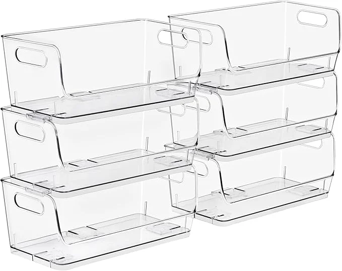 Fine Crafted Sorbus Stackable Storage Bins Open Front Clear Stackable Storage Bins Pantry Bins for Storage and Organization Acrylic Stackable Bins for Kitchen Clear Pantry Organizer Bins Small Wide 6 Pack About This Environmentally Friendly