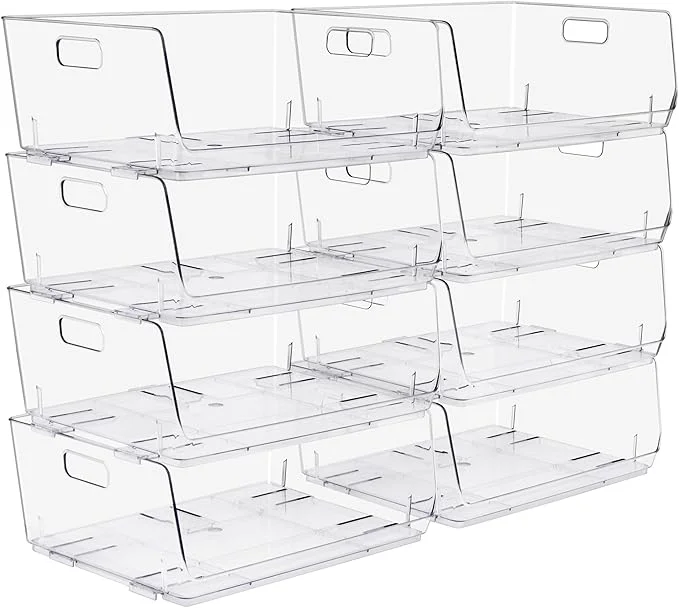 Enhanced Sorbus Stackable Storage Bins Open Front Clear Stackable Storage Bins Pantry Bins for Storage and Organization Acrylic Stackable Bins for Kitchen Clear Pantry Organizer Bins Large 8 Pack About This Quality