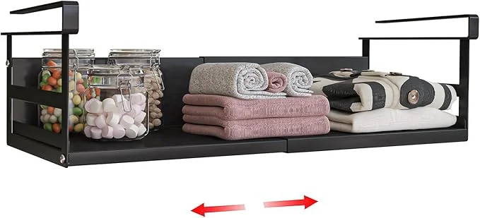 Sophisticated Expandable Under Cabinet Shelf Organizer with 0.94-Inch Thick Clips Heavy Duty Extendable Under Shelf Storage Basket for Pantry or Laundry Room Black 1 Pack Interior 4.13 H x 7.2 DAbout ThisOverview Secure