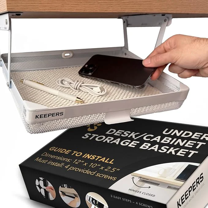 Responsible Everything Keeper - Organizer for Home Kitchen Bathroom RV Small Spaces - Storage Organizers - Compact Metal Basket - Under Cabinet Holder - Easy Install - Holds Strong - 13 x 10 x 2.5 inAbout ThisOverview Specialty