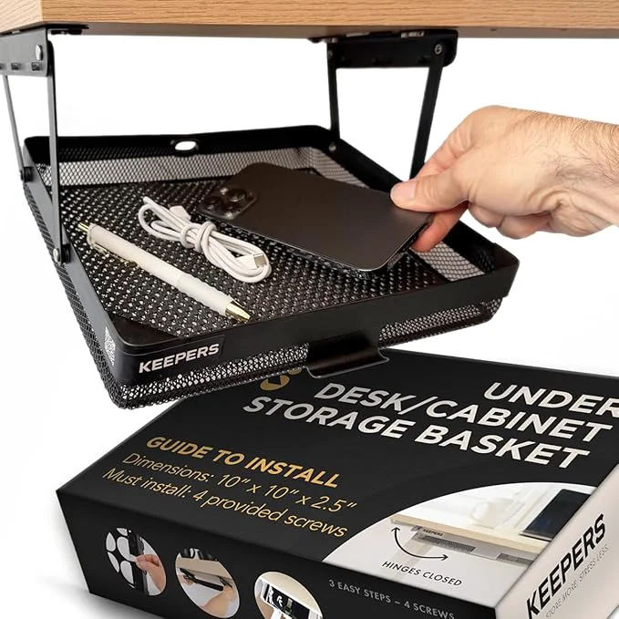 Selected KEEPERS - Under Desk Drawer Slide Out – Metal Under Desk Storage Drawer for Office Home RV Kitchen – Slim Under Table Attachment with Easy DIY Mount - Under Desk Organizer - Fits in 11x10x2InAbout ThisOverview Reusable