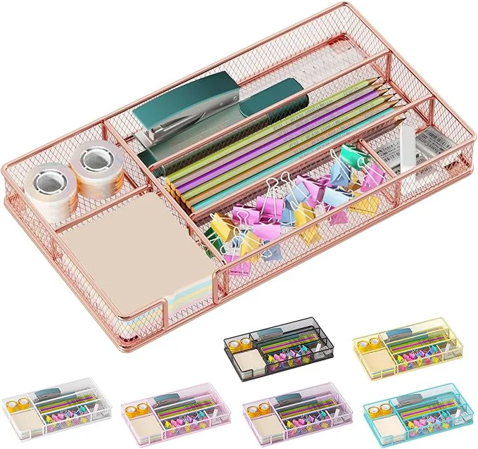 Detailed Desk Drawer Organizer Tray Mesh Desk Organizer Office Drawer Organizer Desk Accessories Workspace Organizers Suitable for Tools Pencils Office Supplies Storage Rose Gold About ThisOverview Reliable