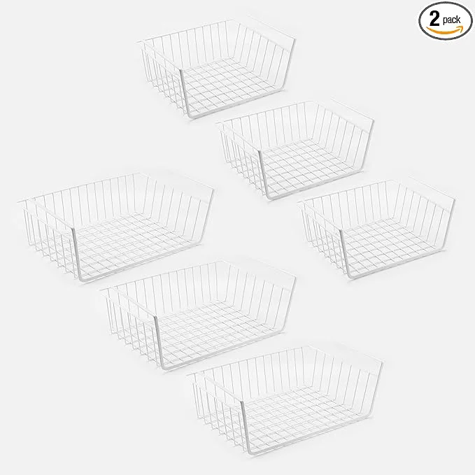 Responsible Under Shelf Basket Hanging Storage Baskets Add-on Storage Racks Slide-in Baskets Organizer for Kitchen Pantry， Desk Bookshelf Cabinet and Drobe. White Mixed About ThisOverview Reliable