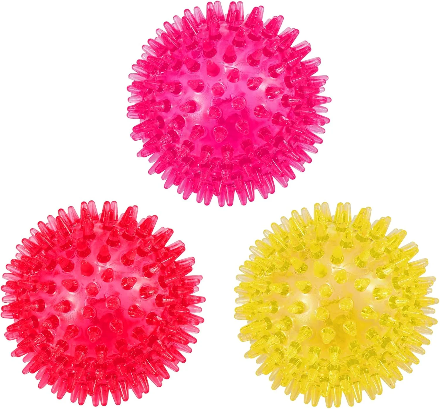 Durable petizer Dog Toy Balls 3-Pack Squeaky Floating Spiky Interactive Fetch Chew for Small Medium and Large Dogs Waterproof 2.5 3.5in Trusted