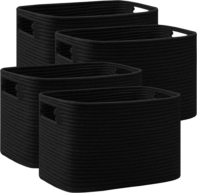 Luxury UBBCARE 4 Pack Storage Baskets for Organizing Shelf Baskets with Handles Woven Storage Baskets for Bookcase Cube Shelf Closet 14.5 L x 9.8 W x 9 H BlackAbout ThisOverview Stylish