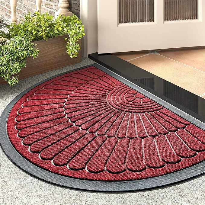Safe tchdio Door Mat Outdoor Indoor Entrance Doormat-Semicircular Durable Rubber Non Genuine