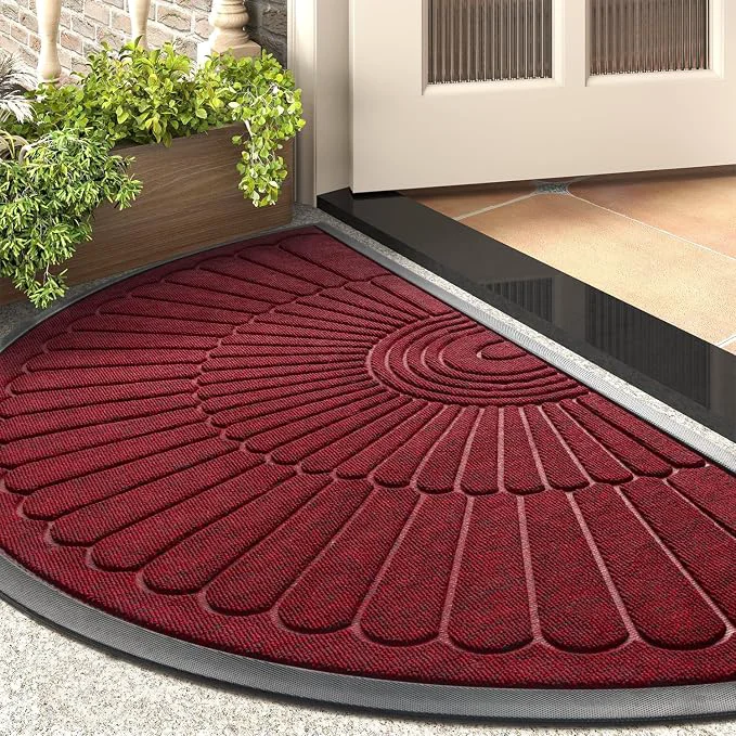 High-End tchdio Door Mat Outdoor Indoor Entrance Doormat-Semicircular Durable Rubber Non Safe