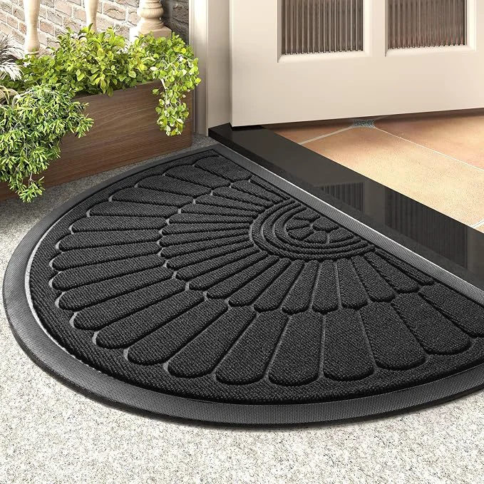 Environmentally Friendly tchdio Door Mat Outdoor Indoor Entrance Doormat-Semicircular Durable Rubber Non Secure