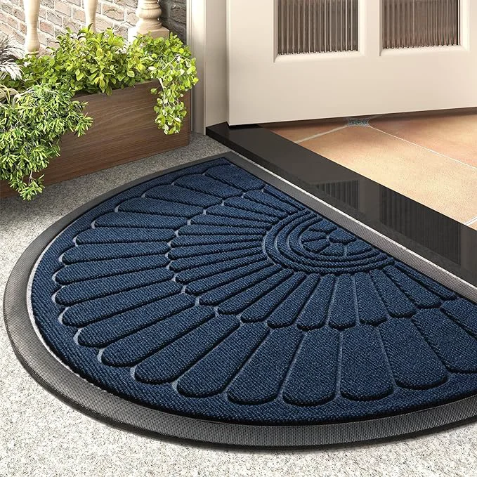 Environmentally Friendly tchdio Door Mat Outdoor Indoor Entrance Doormat-Semicircular Durable Rubber Non Refined