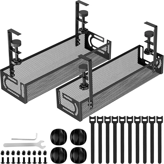 Specialty Cable Management 2 Pack Cable Management Under Desk No Drill Metal Cord Organizer with Clamp for Standing Desk Cable Organizer for Home Office BlackAbout ThisOverview Fashionable