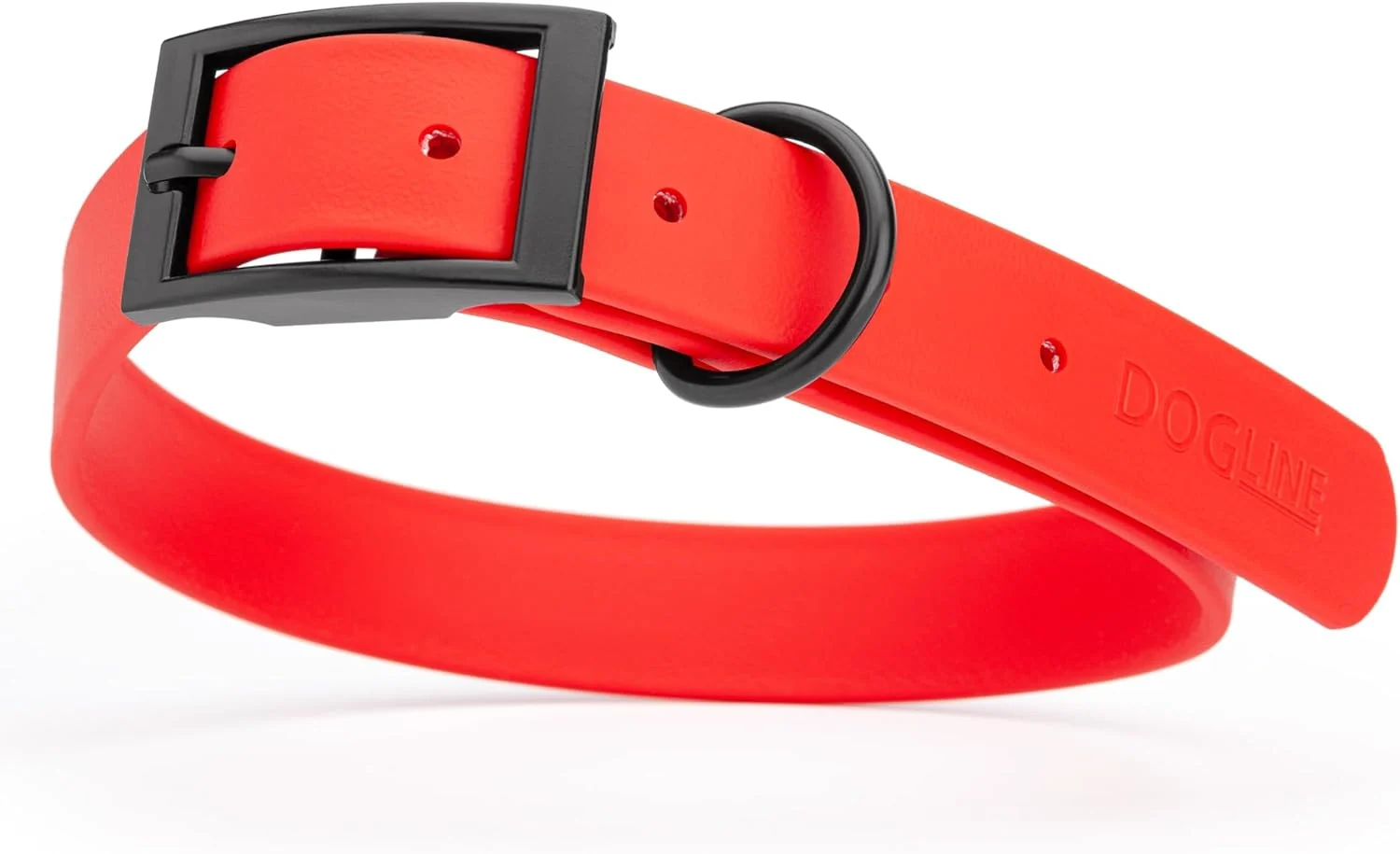 Effective Dogline Biothane Waterproof Dog Collar Strong Coated Nylon Webbing with Black Hardware Odor- Proof for Easy Care Easy to Clean High Performance Fits Small Medium or Large Dogs Cherry Red Safe