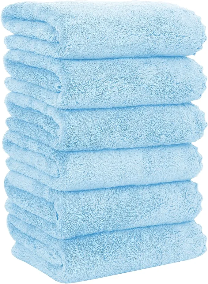 Superior MOONQUEEN 6 Pack Premium Hand Towels - Quick Drying - Microfiber Coral Velvet Highly Absorbent Towels - Multipurpose Use as Hotel Bathroom Shower Spa Hand Towel 16 x 28 inches Aquamarine About ThisOverview Fast