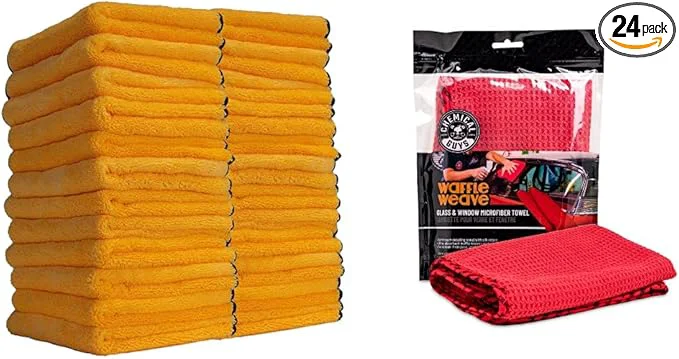 Elegant Chemical Guys MIC_506_24 Professional Grade Premium Microfiber Towels Gold - Safe for Car Wash Home Cleaning Pet Drying Cloths MIC707 Waffle Weave Glass and Window Microfiber Towel RedAbout ThisOverview Fine