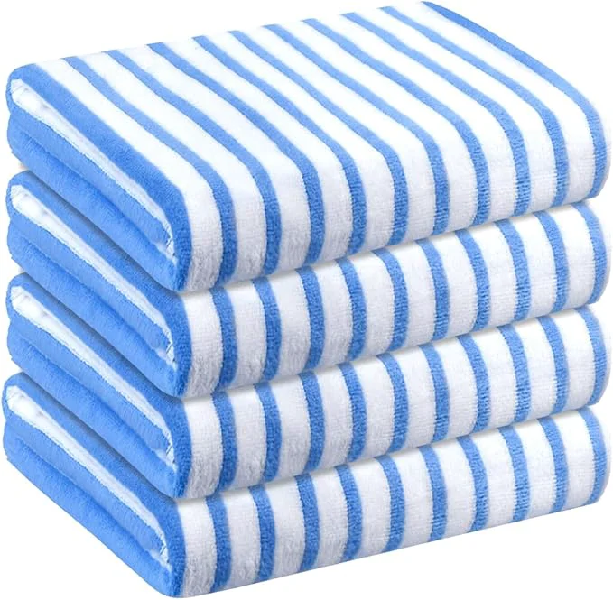Sophisticated JML Beach Towels Microfiber Bath Towel Set Cabana Stripe Absorbent Quick Dry for Adult Travel Summer Sport Swimming Pool Yoga Camping 4 Pack 30 x 60 StripeBlueAbout ThisOverview High-Performance